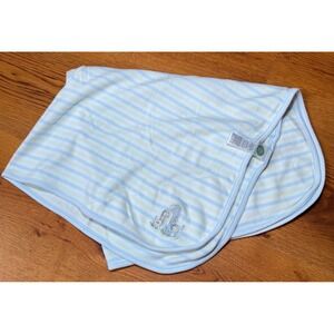 Little Me Baby Blanket Blue Green Striped Giraffe Embroidered Cotton Lovey